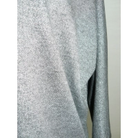 Cieplutki sweter KIMONO ze ściągaczami - srebrny z szarością